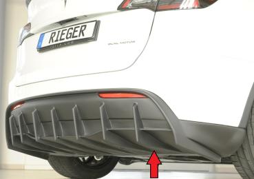 Rieger Heckeinsatz für originale Heckschürze für Tesla Model Y (ab 03/2020, alle Modelle inkl. Performance, mit Anhängekupplung) – ABS schwarz-matt (Finish), inkl. Gutachten