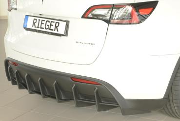 Rieger Heckeinsatz für originale Heckschürze für Tesla Model Y (ab 03/2020, alle Modelle inkl. Performance, mit Anhängekupplung) – ABS schwarz-matt (Finish), inkl. Gutachten