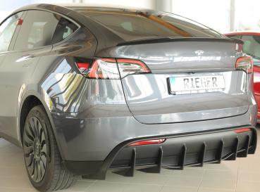 Rieger Heckeinsatz für originale Heckschürze für Tesla Model Y (ab 03/2020, alle Modelle inkl. Performance, mit Anhängekupplung) – ABS schwarz-matt (Finish), inkl. Gutachten