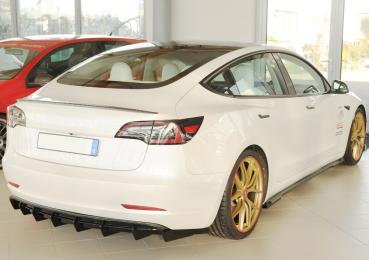 Rieger Seitenschwelleransatz rechts für originale Seitenschweller für Tesla Model 3 (06/2018–09/2023 bis Facelift, ab 10/2023 Facelift, alle Modelle inkl. Performance) – ABS schwarz glänzend, inkl. Gutachten
