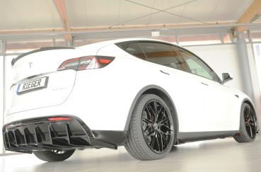 Rieger Heckeinsatz für originale Heckschürze für Tesla Model Y (ab 03/2020, alle Modelle inkl. Performance, mit Anhängekupplung) – ABS schwarz glänzend, inkl. Gutachten