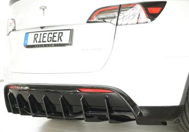 Rieger Heckeinsatz für originale Heckschürze für Tesla Model Y (ab 03/2020, alle Modelle inkl. Performance, mit Anhängekupplung) – ABS schwarz glänzend, inkl. Gutachten