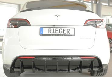 Rieger Heckeinsatz für originale Heckschürze für Tesla Model Y (ab 03/2020, alle Modelle inkl. Performance, mit Anhängekupplung) – ABS schwarz glänzend, inkl. Gutachten