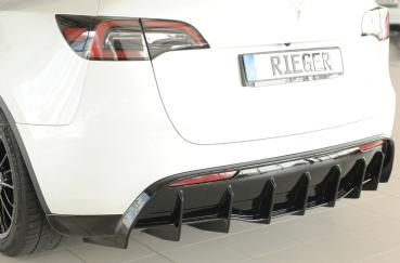 Rieger Heckeinsatz für originale Heckschürze für Tesla Model Y (ab 03/2020, alle Modelle inkl. Performance, mit Anhängekupplung) – ABS schwarz glänzend, inkl. Gutachten