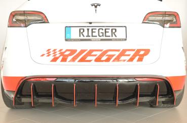 Rieger Heckeinsatz für originale Heckschürze für Tesla Model Y (ab 03/2020, alle Modelle inkl. Performance, mit Anhängekupplung) – ABS schwarz glänzend, inkl. Gutachten