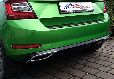 Milotec - Auspuff-Dummies Alu-Brush für Skoda Fabia NJ Monte Carlo (nur für Fahrzeuge mit Rückstrahler!)