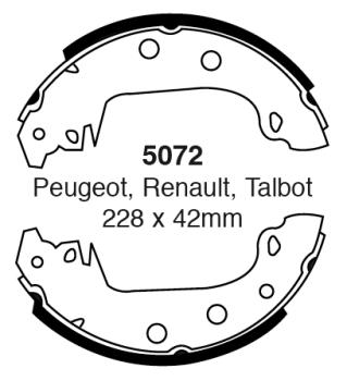 EBC Bremsbacken – Hinten für Alfa Romeo 33 905A, Alfa Romeo 33 905, Fiat Argenta 132A, Peugeot 305 581E – 5072