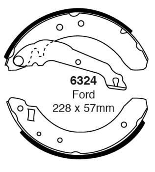 EBC Bremsbacken – Hinten für Ford Sierra 1 GBC, Ford Sierra 2 GBC, GBG, Ford Sierra 2 GBG, GB4 – 6324