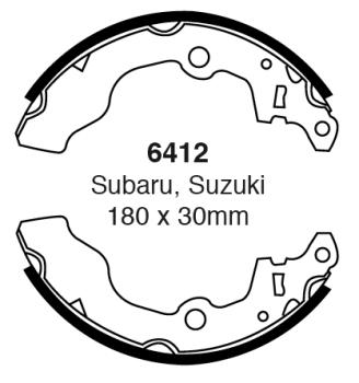 EBC Bremsbacken – Hinten für Subaru Justy 1 KAD, Suzuki Alto 1 SS80, Suzuki Alto 2 EC – 6412