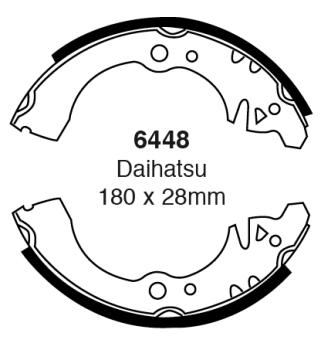 EBC Bremsbacken – Hinten für Daihatsu Charade 3 G100, G101, G102, Daihatsu Charade 4 G200, G202, Daihatsu Charade 4 G203 – 6448