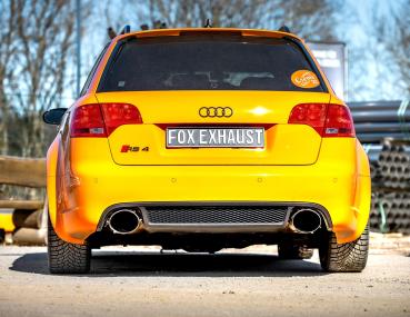 Fox Komplettanlage ab Kat 160x130 oval rechts/links für Audi RS4 B7 – Edelstahl, 70/2x55 mm, EG-Gutachten