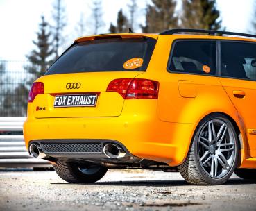 Fox Komplettanlage ab Kat 160x130 oval rechts/links für Audi RS4 B7 – Edelstahl, 70/2x55 mm, EG-Gutachten