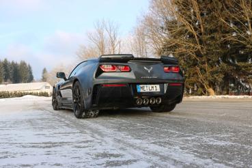 Fox Endschalldämpfer mittig 4x100 Typ 25 für Corvette C7 / Z06 – Edelstahl, Rohr 70 mm, EG-Gutachten