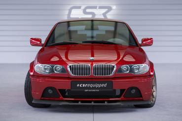 CSR Frontspoiler | Cup-Spoilerlippe mit ABE für BMW 3er E46 Coupe / Cabrio CSL073-M Carbon Look matt strukturiert (keine Lackierung erforderlich)