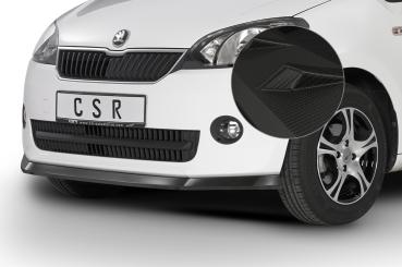 CSR Frontspoiler | Cup-Spoilerlippe mit ABE für Skoda Citigo CSL350-M Carbon Look matt strukturiert (keine Lackierung erforderlich)
