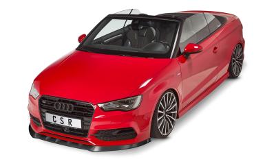 CSR Frontspoiler | Cup-Spoilerlippe mit ABE für Audi S3 / A3 8V S-Line Cabrio / Limo CSL453-L schwarz matt (Lackierung erforderlich)