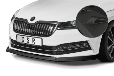 CSR Frontspoiler | Cup-Spoilerlippe mit ABE für Skoda Superb III (Typ 3V) CSL468-M Carbon Look matt strukturiert (keine Lackierung erforderlich)