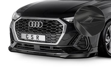 CSR Frontspoiler | Cup-Spoilerlippe mit ABE für Audi Q3 (Typ F3) Sportback CSL485-C Carbon Look Hochglanz (keine Lackierung erforderlich)