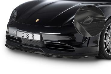 CSR Frontspoiler | Cup-Spoilerlippe mit ABE für Porsche Taycan / Taycan 4S CSL549-C Carbon Look Hochglanz (keine Lackierung erforderlich)
