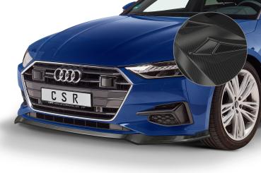 CSR Frontspoiler | Cup-Spoilerlippe mit ABE für Audi A7 C8 (Typ 4K) CSL563-C Carbon Look Hochglanz (keine Lackierung erforderlich)