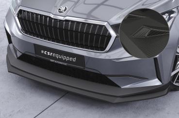 CSR Frontspoiler | Cup-Spoilerlippe mit ABE für Skoda Enyaq iV CSL647-M Carbon Look matt strukturiert (keine Lackierung erforderlich)