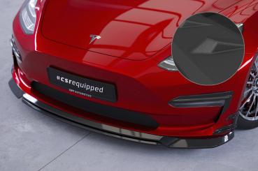 CSR Frontspoiler | Cup-Spoilerlippe mit ABE für Tesla Model 3 CSL702-S Strukturiert schwarz matt (keine Lackierung erforderlich)