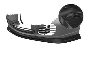 CSR Frontspoiler | Cup-Spoilerlippe mit ABE für Porsche 911/996 CSL852-C Carbon Look glänzend (keine Lackierung erforderlich)