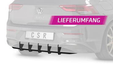 CSR Racing Diffusor | Heckansatz für VW Golf 8 (Typ CD) Style / Active HA314-B mit CSR-Logo Lackierung erforderlich (schwarz matt)