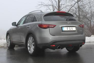 Fox Endschalldämpfer quer 129x106 Typ 32 rechts/links für Infiniti FX30d (ab 2010) – Edelstahl, Rohr 55 mm, EG-Gutachten