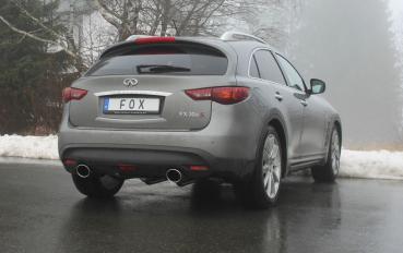 Fox Endschalldämpfer quer 129x106 Typ 32 rechts/links für Infiniti FX30d (ab 2010) – Edelstahl, Rohr 55 mm, EG-Gutachten