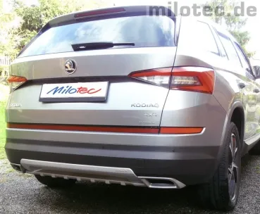 Milotec - Auspuff-Dummies XL Alu-Brush-Design für Skoda Kodiaq NS inkl. Facelift ohne Scout oder Sportline
