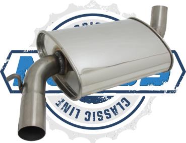 Novus Classic-Line Serien Mittelschalldämpfer für VW Golf 2 / Jetta 2 – Edelstahl – mit E-Prüfzeichen