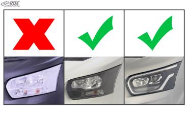 RDX Scheinwerferblenden für FORD Transit (2014-heute) für Xenon- und schwarze Halogen-Scheinwerfer weiß glänzend Böser Blick