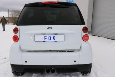 Fox Endschalldämpfer für Smart Fortwo Coupe 451 mit Brabus Stoßstange – Ausgang mittig – 2x80 mm (Typ 14)