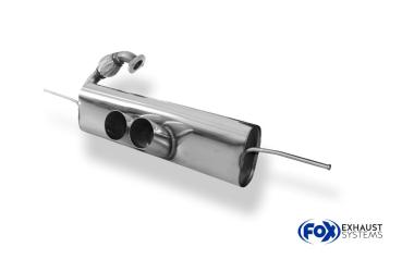 Fox Endschalldämpfer für Smart Fortwo Coupe 451 mit Brabus Stoßstange – Ausgang mittig – 2x80 mm (Typ 14)
