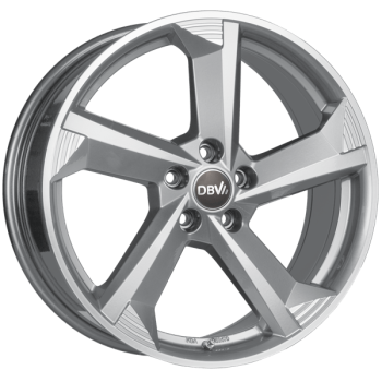 DBV Alufelge Torino III hyper silber, front poliert 8x18 ET45 5x114.3 Nabe 71.6mm KBA 53626