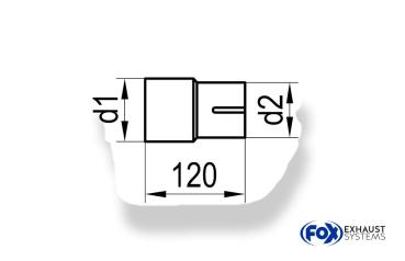 Fox Abgaskomponente für Einzelmuffe 55mm auf 38mm