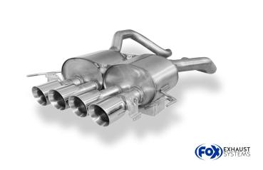 Fox Endschalldämpfer mittig 4x100 Typ 25 für Corvette C7 / Z06 – Edelstahl, Rohr 70 mm, EG-Gutachten
