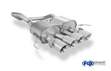 Fox Endschalldämpfer mittig 4x100 Typ 25 für Corvette C7 / Z06 – Edelstahl, Rohr 70 mm, EG-Gutachten