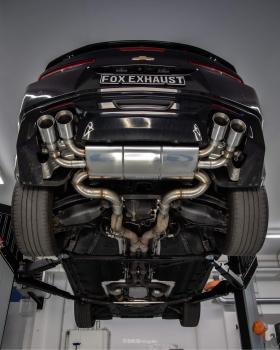 Fox Endschalldämpfer quer 2x100 Typ 25 rechts/links mit 2 Abgasklappen für Chevrolet Camaro A1XC (2018) – Edelstahl, Rohr 70 mm, EG-Gutachten