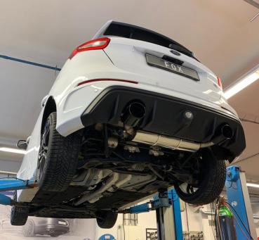 Fox passend für Ford Focus III RS Endschalldämpfer quer Ausgang rechts/links mit Abgasklappe - 129x106 Typ 32 rechts/links schwarz emailliert FO032145-749S