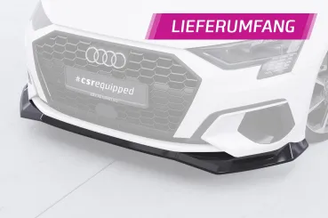 CSR Frontspoiler | Cup-Spoilerlippe mit ABE für Audi A3 8Y Sportback CSL927-S schwarz matt strukturiert (keine Lackierung erforderlich)