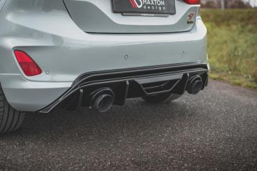 Maxton Design Heckansatz Diffusor Set mit Milltek Sport Endschalldämpfer TI für Ford Fiesta ST MK8 – Schwarz Hochglanz – mit ABE