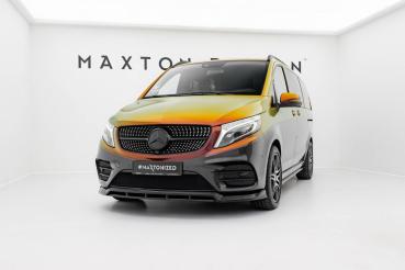 Maxton Design Front Ansatz V.6 für Mercedes-Benz V-Klasse AMG-Line W447 Facelift schwarz Hochglanz