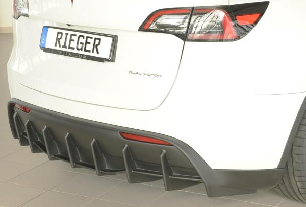 Rieger Heckeinsatz für originale Heckschürze für Tesla Model Y (03/2020–, alle Modelle inkl. Performance, ohne Anhängekupplung) – ABS schwarz-matt (Finish), inkl. Gutachten