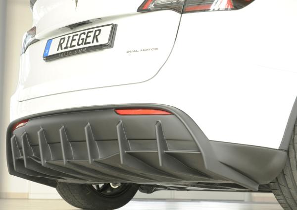 Rieger Heckeinsatz für originale Heckschürze für Tesla Model Y (ab 03/2020, alle Modelle inkl. Performance, mit Anhängekupplung) – ABS schwarz-matt (Finish), inkl. Gutachten