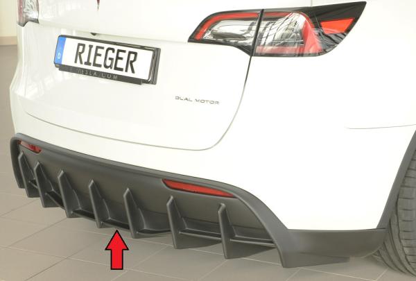 Rieger Heckeinsatz für originale Heckschürze für Tesla Model Y (ab 03/2020, alle Modelle inkl. Performance, mit Anhängekupplung) – ABS schwarz-matt (Finish), inkl. Gutachten