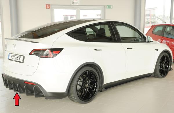 Rieger Heckeinsatz für originale Heckschürze für Tesla Model Y (ab 03/2020, alle Modelle inkl. Performance, mit Anhängekupplung) – ABS schwarz-matt (Finish), inkl. Gutachten