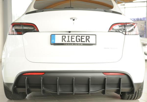 Rieger Heckeinsatz für originale Heckschürze für Tesla Model Y (ab 03/2020, alle Modelle inkl. Performance, mit Anhängekupplung) – ABS schwarz-matt (Finish), inkl. Gutachten