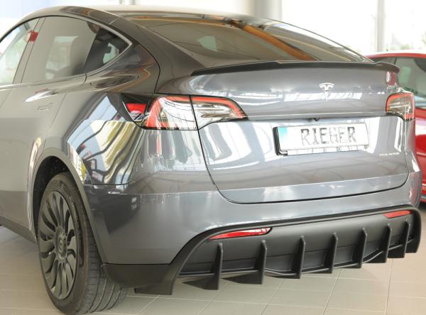 Rieger Heckeinsatz für originale Heckschürze für Tesla Model Y (ab 03/2020, alle Modelle inkl. Performance, mit Anhängekupplung) – ABS schwarz-matt (Finish), inkl. Gutachten